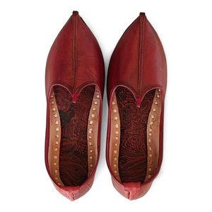 Dark Red Leather Men's Jodhpuri Mojaris