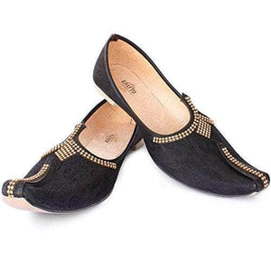 krafto mens black silk jutti