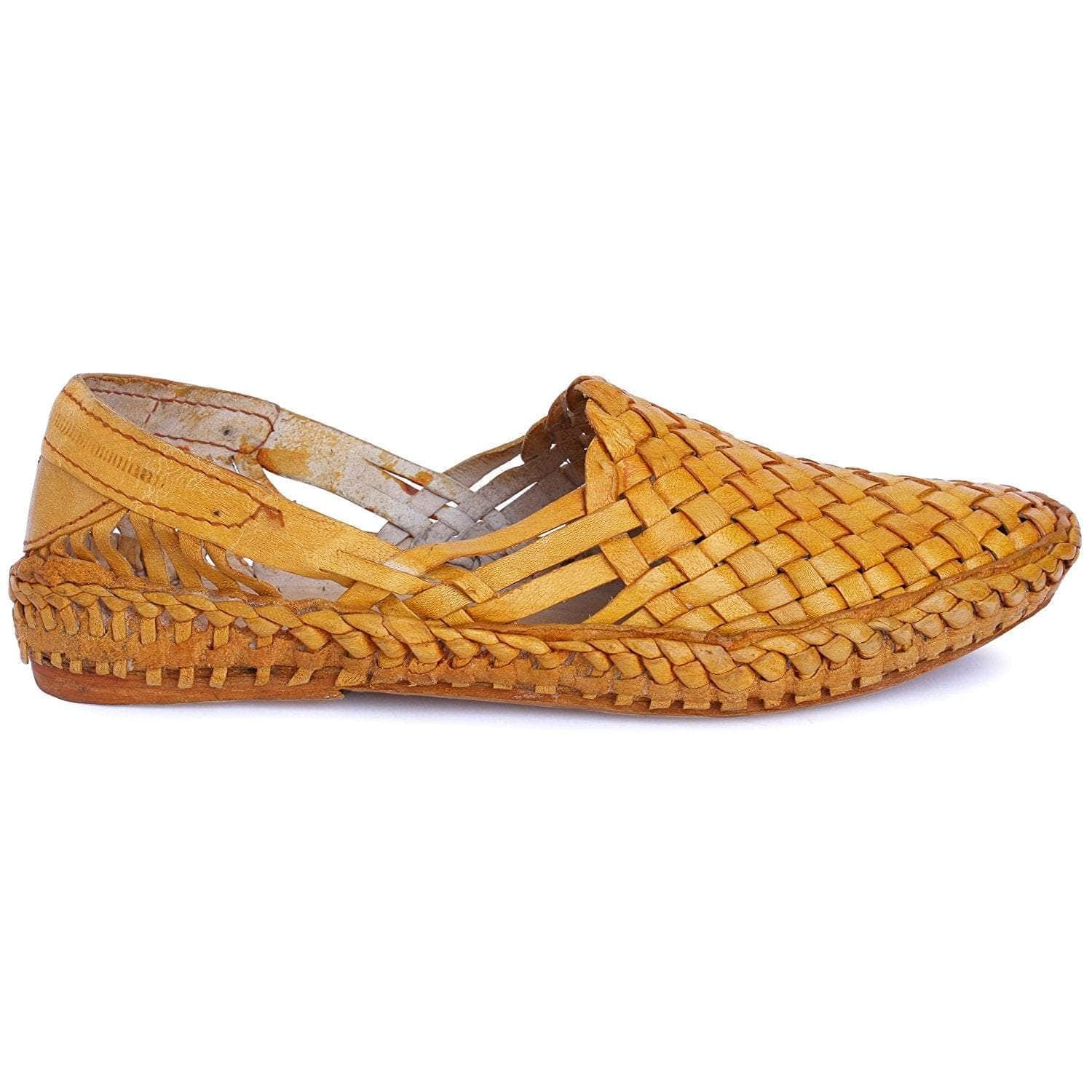 Buy Yellow Interwoven Leather Men s Kolhapuri Jutti Shop Online